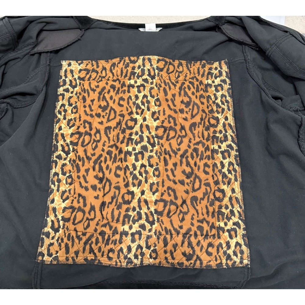 Stonebridge Womens 3X Black Corduroy Jacket Lion Tapestry Back Leopard Print - Picture 6 of 6